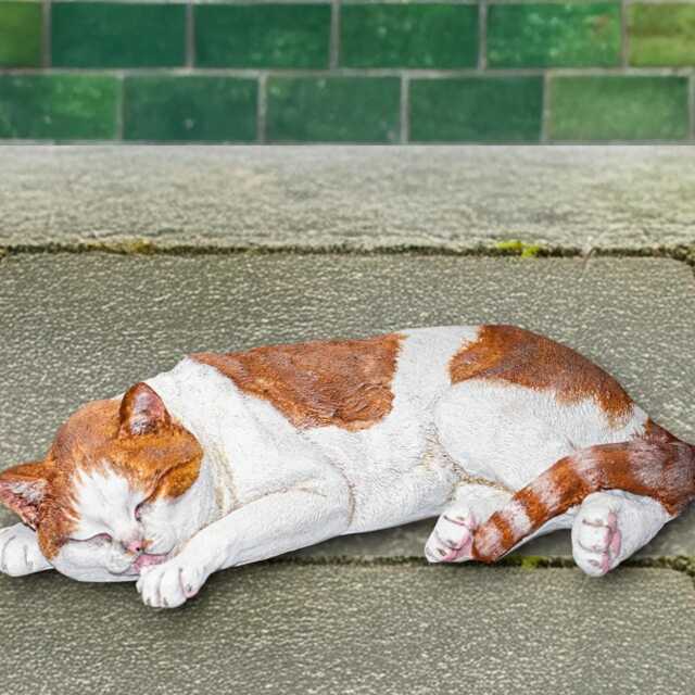 Stone Kitty Ornament Sleeping Cat Statue Outdoor Memorial Figurine Handmade Kitten Sculpture Concrete Pet Decor Cat Art Lover Gift - image 1
