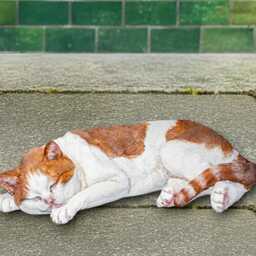 Stone Kitty Ornament Sleeping Cat Statue Outdoor Memorial Figurine Handmade Kitten Sculpture Concrete Pet Decor Cat Art Lover Gift - thumbnail 1