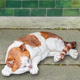 Stone Kitty Ornament Sleeping Cat Statue Outdoor Memorial Figurine Handmade Kitten Sculpture Concrete Pet Decor Cat Art Lover Gift - thumbnail 3