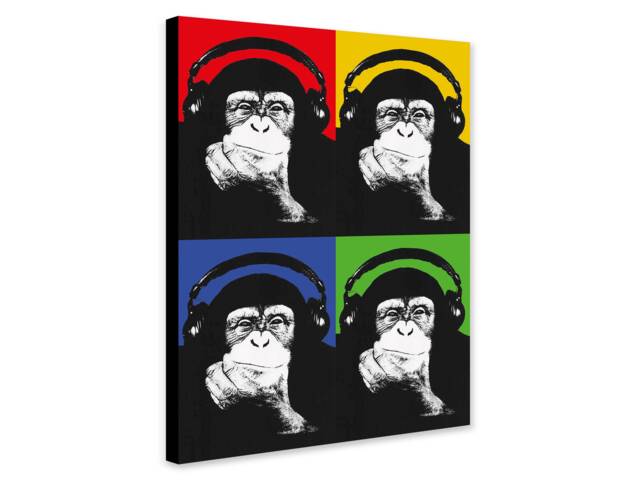 Dj Monkey Pop Art Print - Banksy Style Canvas, Photo, Poster - image 1