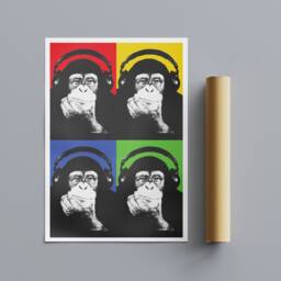 Dj Monkey Pop Art Print - Banksy Style Canvas, Photo, Poster - thumbnail 3