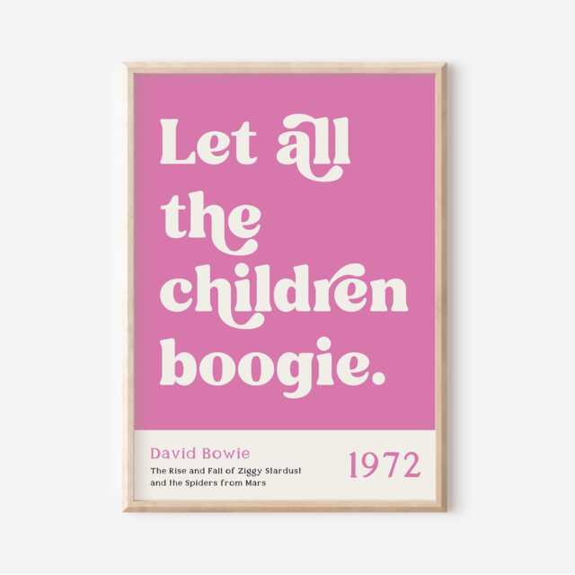 Let All The Children Boogie Gicl??e Print, Light Pink, David Bowie Starman Lyrics, Music Lyric Unframed, A1/A2/A3/A4/A5, Poster - image 1