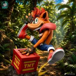 Spirit Of The Islands - Platform Hero Cartoon Crash Bandicoot Resin Figure 16K - thumbnail 3