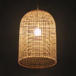 Natural Bamboo Pendant Light U-Shaped Lampshade - 17.7 Inches - thumbnail 2