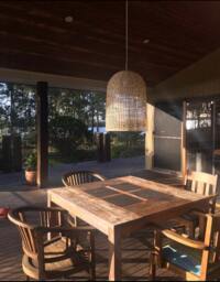 Natural Bamboo Pendant Light U-Shaped Lampshade - 17.7 Inches