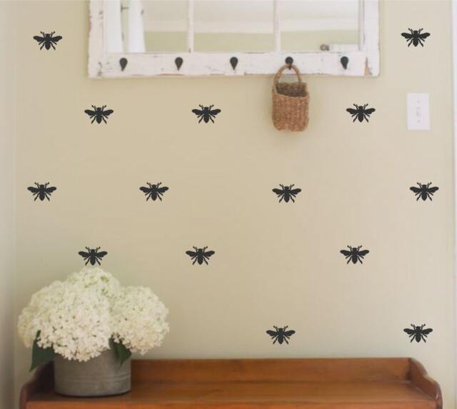 Bee Vinyl Wall Decal- Honey - Gold Metallic- Designer Decor-Home Decor-Bedroom Decor- Decor - image 1