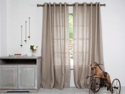 Linen Curtain-Extra Large Curtain-Washed Linen Panel-Linen Panel in Natural - Window Curtain With Grommets - thumbnail 1