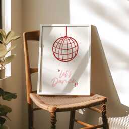 Let's Dance Disco Ball Print - Kitchen Poster Dancing Queen Retro Wall Art Trendy Cute Home Decor Hand Drawn Style Unframed - thumbnail 3