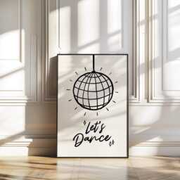 Let's Dance Disco Ball Print - Kitchen Poster Dancing Queen Retro Wall Art Trendy Cute Home Decor Hand Drawn Style Unframed - thumbnail 2