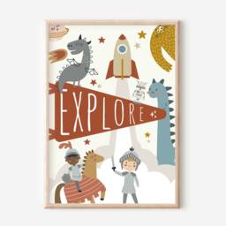 Set Of 3 Adventure & Explore Prints With A Personalised Initial Print. Perfect For Nursery, Bedroom Or Playroom - Prints Only - thumbnail 2