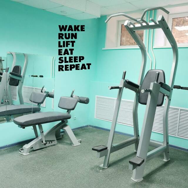 Gym Wall Decal Wake Run Lift Eat Sleep Repeat - Motivational Vinyl Sticker - image 1