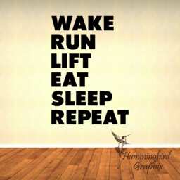 Gym Wall Decal Wake Run Lift Eat Sleep Repeat - Motivational Vinyl Sticker - thumbnail 2
