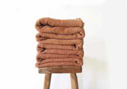 Handloomed King Throw Blanket, Naturally Dyed Clay Cotton Bedspread