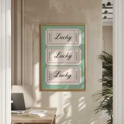 Lucky Sage Green Ticket Poster Retro Minimalist Wall Art, Print - thumbnail 2