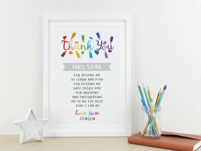 Personalised Rainbow Teacher Thank You Gift - Nursery Preschool School Leavers Present End Of Term Appreciation Print Va157 - image 1