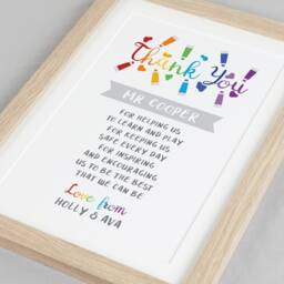 Personalised Rainbow Teacher Thank You Gift - Nursery Preschool School Leavers Present End Of Term Appreciation Print Va157 - thumbnail 3