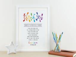 Personalised Rainbow Teacher Thank You Gift - Nursery Preschool School Leavers Present End Of Term Appreciation Print Va157 - thumbnail 1