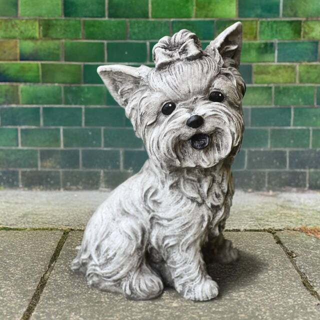 Stone Yorkie Statue Outdoor Westie Dog Sculpture Concrete Memorial Figurine Cement Pet Ornament Dog Lover Gift Front Door Decoration - image 1