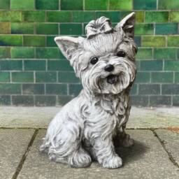 Stone Yorkie Statue Outdoor Westie Dog Sculpture Concrete Memorial Figurine Cement Pet Ornament Dog Lover Gift Front Door Decoration - thumbnail 1