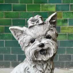 Stone Yorkie Statue Outdoor Westie Dog Sculpture Concrete Memorial Figurine Cement Pet Ornament Dog Lover Gift Front Door Decoration - thumbnail 3
