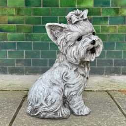 Stone Yorkie Statue Outdoor Westie Dog Sculpture Concrete Memorial Figurine Cement Pet Ornament Dog Lover Gift Front Door Decoration - thumbnail 2