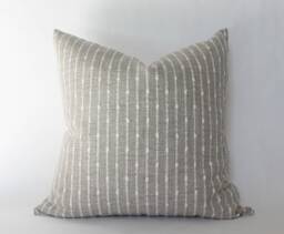 Cream Pillow Cover, Beige Throw Covers For Sofa, Neutral Striped Pillow, Textured Cover -- Perin - thumbnail 1