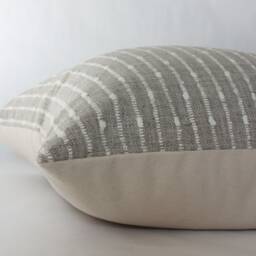 Cream Pillow Cover, Beige Throw Covers For Sofa, Neutral Striped Pillow, Textured Cover -- Perin - thumbnail 3