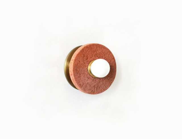 Terracotta & Brass Wall Light Fixture Stone Kitchen Sconce Farmhouse Lights Country Entry Lamp - image 1