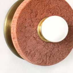 Terracotta & Brass Wall Light Fixture Stone Kitchen Sconce Farmhouse Lights Country Entry Lamp - thumbnail 4