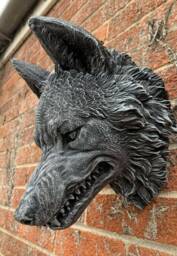 stone Garden Large Detailed Wolf Head Wall Hanging Plaque Ornament - thumbnail 1