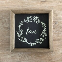 Rustic Signs, Love Laurel Wreath Sign, Farmhouse Decor, Wreath, Love, Wall Mantle 10x10 Sign - thumbnail 2