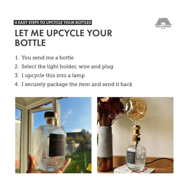 Custom Bottle Table Lamp - Gin, Whiskey Sustainable Lights, Recycled Upcycled Light, Novelty Light - image 1