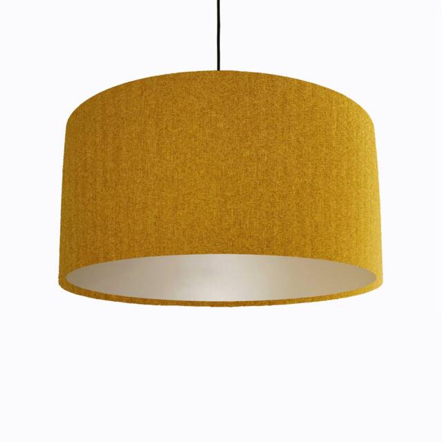 Mustard Lampshade in Herringbone Tweed & Champagne Lining - image 1