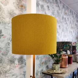 Mustard Lampshade in Herringbone Tweed & Champagne Lining - thumbnail 2