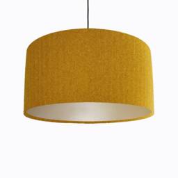 Mustard Lampshade in Herringbone Tweed & Champagne Lining - thumbnail 1