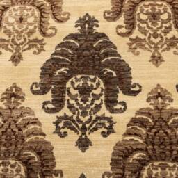8x10 Cream Brown Modern Damask Design Handmade Wool Rug #2059 - 242x300 cms. Free Shipping - thumbnail 2