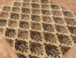 8x10 Cream Brown Modern Damask Design Handmade Wool Rug #2059 - 242x300 cms. Free Shipping - thumbnail 1