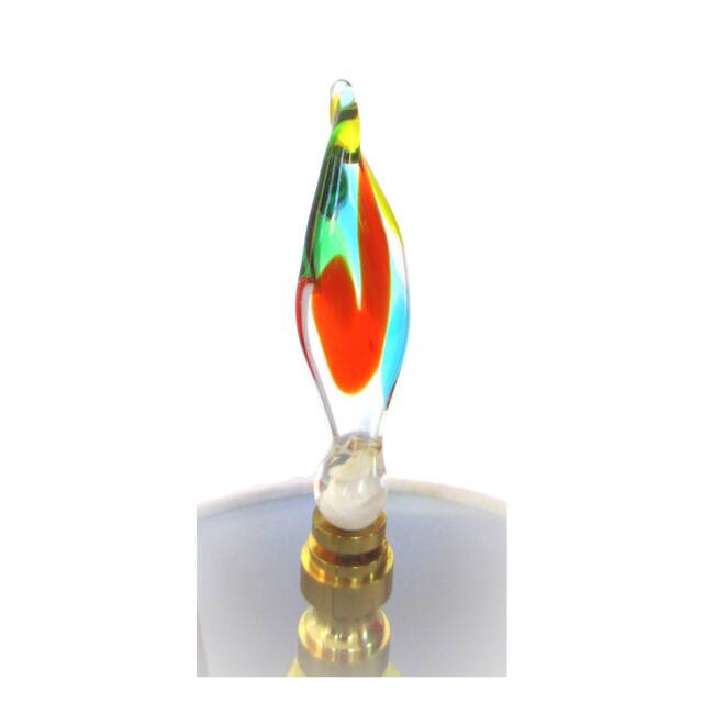 Finials -Venetian Glass Lamp Finials, Rainbow Colors Crystal Clear Venetian Glass - Brass, Or Nickel, Hardware - Lampwork Glass - image 1