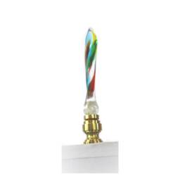 Finials -Venetian Glass Lamp Finials, Rainbow Colors Crystal Clear Venetian Glass - Brass, Or Nickel, Hardware - Lampwork Glass - thumbnail 3