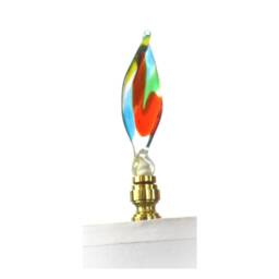 Finials -Venetian Glass Lamp Finials, Rainbow Colors Crystal Clear Venetian Glass - Brass, Or Nickel, Hardware - Lampwork Glass - thumbnail 2