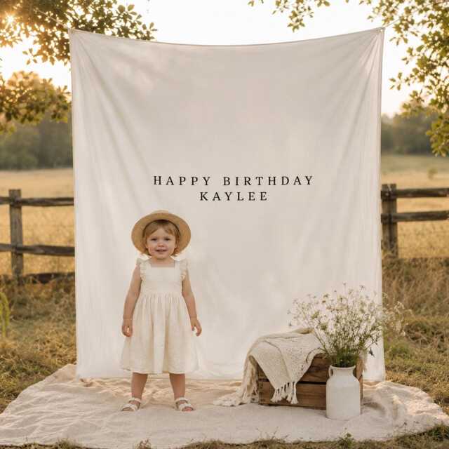 Custom Happy Birthday Banner, Personalised Kids Name Flag, Backdrop Fabric Sign, Tapestry Boho Wall Art - image 1