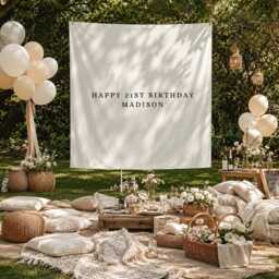 Custom Happy Birthday Banner, Personalised Kids Name Flag, Backdrop Fabric Sign, Tapestry Boho Wall Art - thumbnail 3
