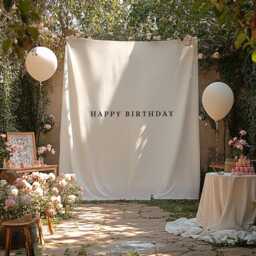 Custom Happy Birthday Banner, Personalised Kids Name Flag, Backdrop Fabric Sign, Tapestry Boho Wall Art - thumbnail 2