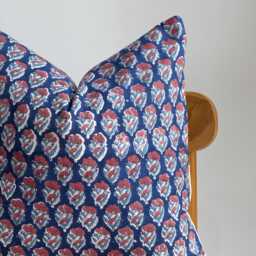 Block Print Pillow Cover Floral Botanical Design, 20 - thumbnail 3