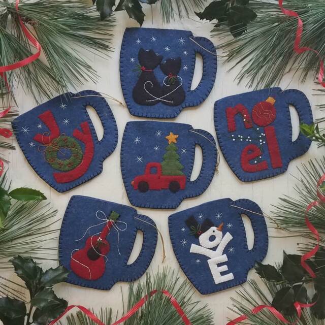 "Christmas Merry Mugs Kit - Diy Ornaments Crafts Instructions & Materials Included 3 3/4"" X 4 1/8" - image 1