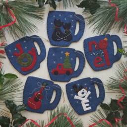 "Christmas Merry Mugs Kit - Diy Ornaments Crafts Instructions & Materials Included 3 3/4"" X 4 1/8"