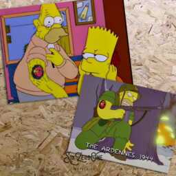 Hellfish Diamond Shaped Metal Sign - Vintage Worn Rusty Look Print Abe Simpson Tattoo War Grandad - thumbnail 2