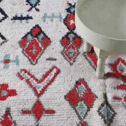 Vintage Berber Rug Handmade Moroccan Wool Carpet, Tribal Geometric Design - 215x130cm - thumbnail 3