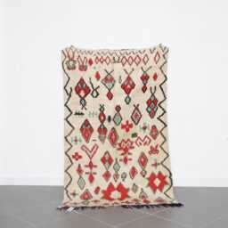 Vintage Berber Rug Handmade Moroccan Wool Carpet, Tribal Geometric Design - 215x130cm - thumbnail 1