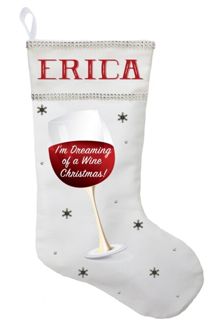 Personalized Wine Christmas Stocking Handmade Cotton Holiday Decor - image 1